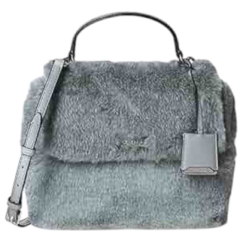 NWT Calvin Klein Leilani Gray Plush Faux Fur Satchel Handbag New